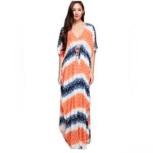 Lovestitch Orange Kimono Style Dress with Dolman Sleeves